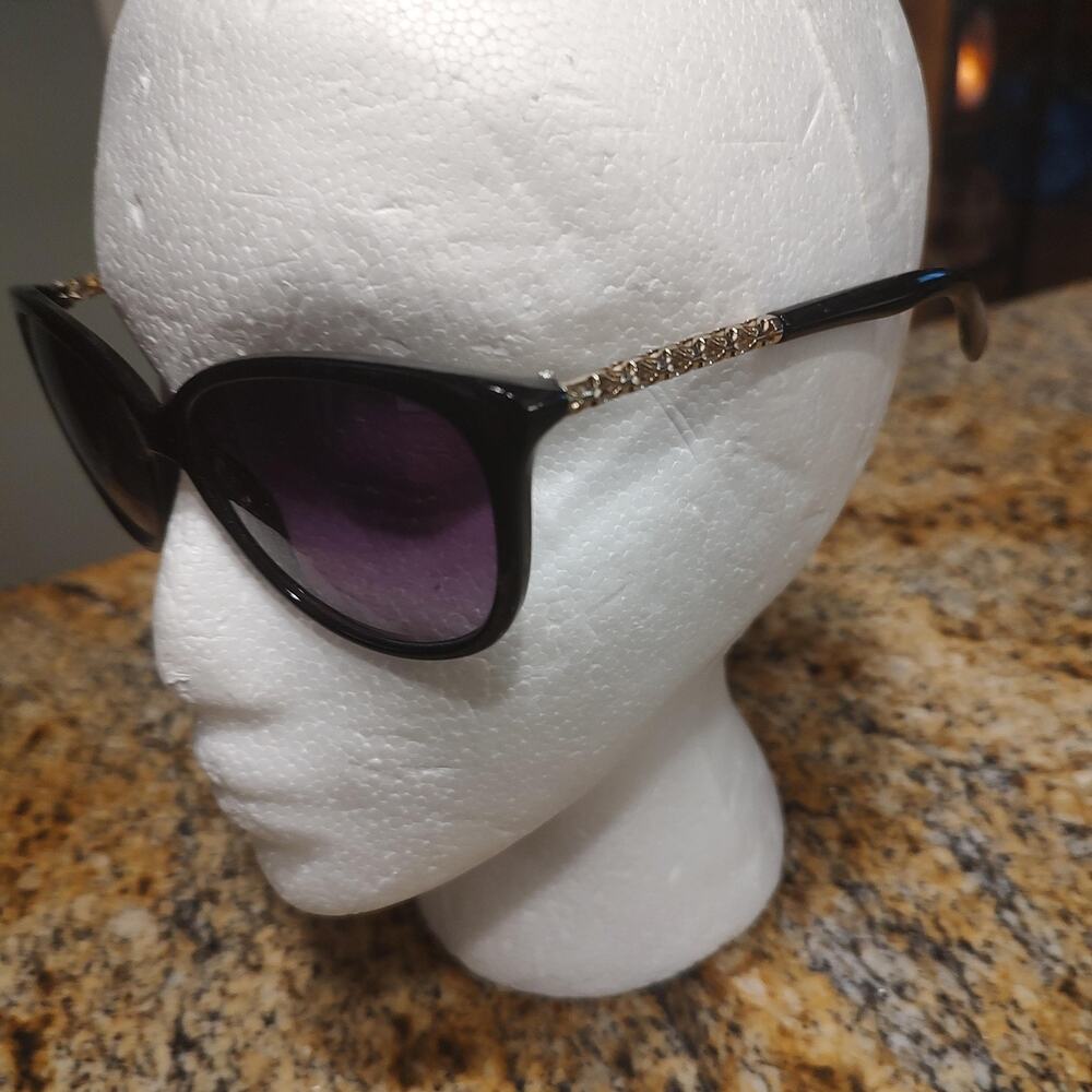 The Limited Sunglasses Womens Black Cat Eye Gold Braided Temples UV Protection